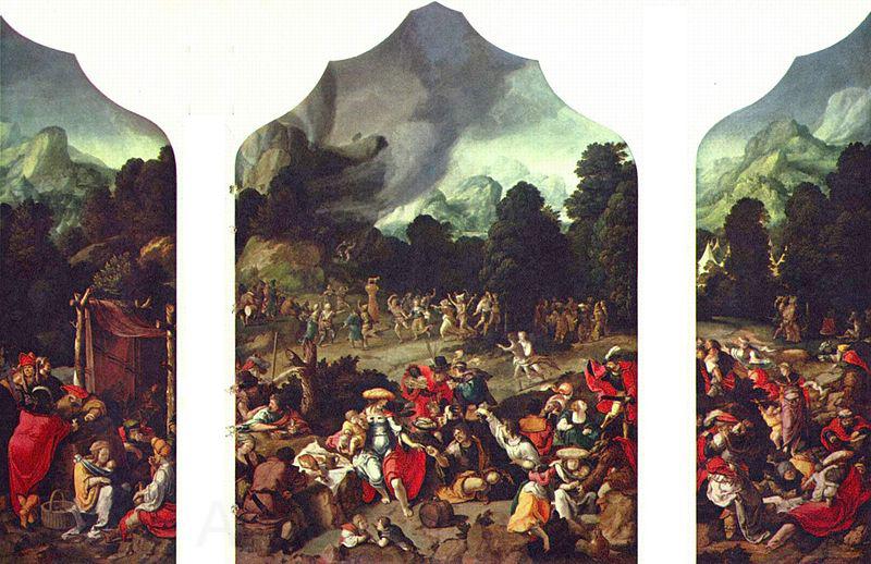 Lucas van Leyden Triptych with the Adoration of the Golden Calf France oil painting art